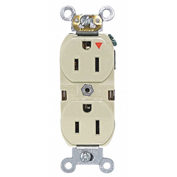 Receptacle, 15 A Amps, 125VAC, Duplex Outlet, 5-15R, Ivory