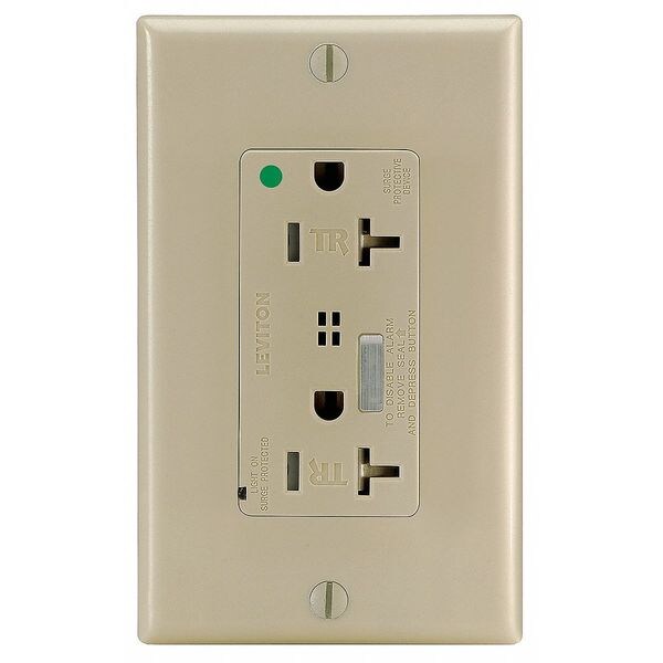 Receptacle, 20 A Amps, 125VAC, Decorator Duplex Outlet, 5-20R, Ivory
