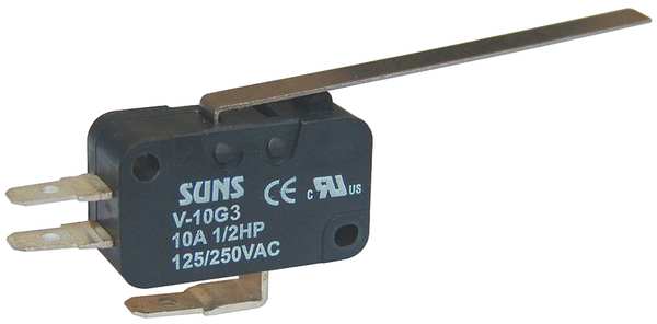 Miniature Snap Action Switch, Hinge, Lever, Long Actuator, SPDT, 10A @ 240V AC Contact Rating