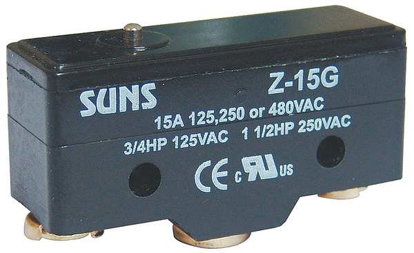 Industrial Snap Action Switch, Pin, Plunger Actuator, SPDT, 15A @ 480V AC Contact Rating