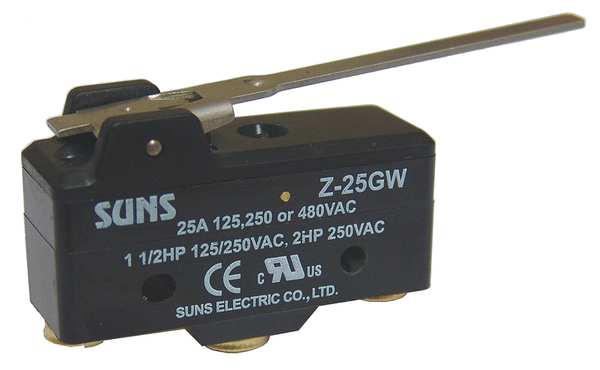 Industrial Snap Action Switch, Hinge, Lever Actuator, SPDT, 25A @ 480V AC Contact Rating