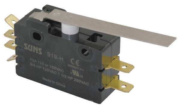 Industrial Snap Action Switch, Hinge, Lever Actuator, DPDT, 15A @ 240V AC Contact Rating