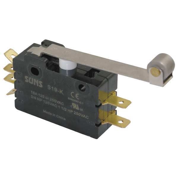 Industrial Snap Action Switch, Hinge Roller, Lever Actuator, DPDT, 15A @ 240V AC Contact Rating