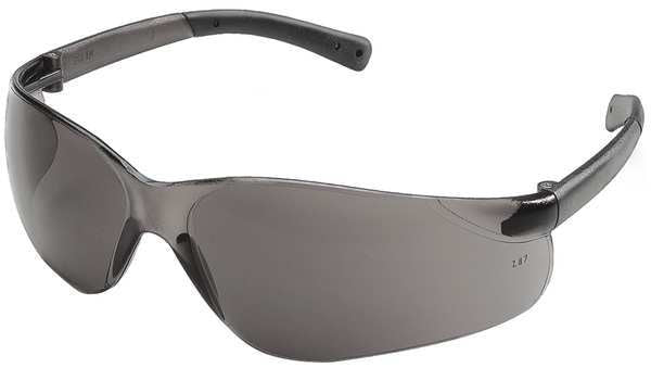 Safety Glasses, Wraparound Gray Polycarbonate Lens, Scratch-Resistant