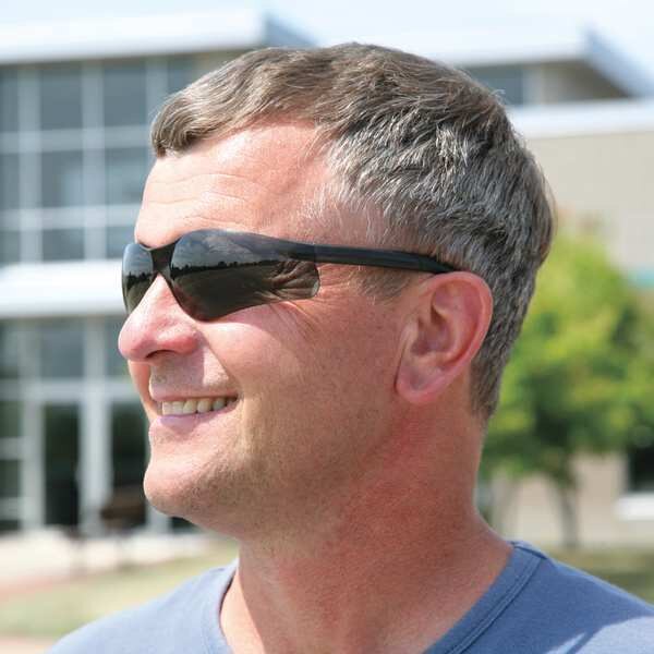 Safety Glasses, Wraparound Gray Polycarbonate Lens, Scratch-Resistant