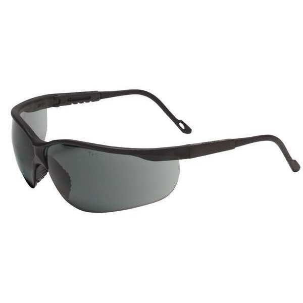 Safety Glasses, Wraparound Gray Polycarbonate Lens, Scratch-Resistant