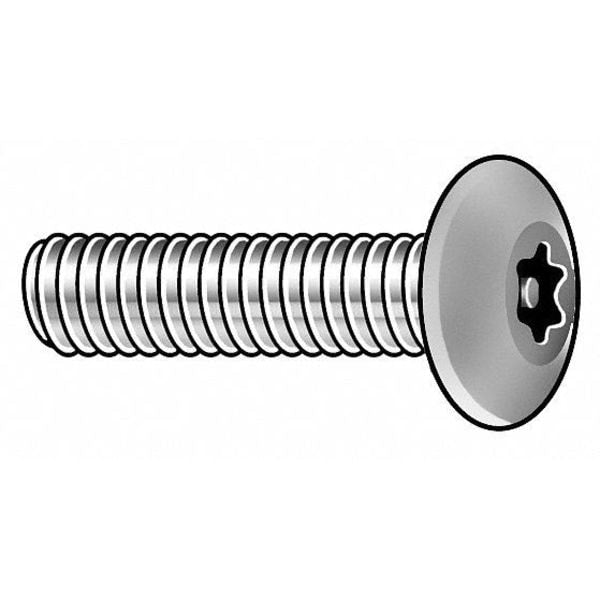 #10-24 x 3/4 in Torx Button Tamper Resistant Screw, 18-8 Stainless Steel, Plain Finish, 50 PK