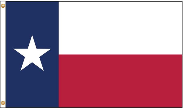 Texas Flag, 5x8 Ft, Nylon, Sewn Stripes and Star