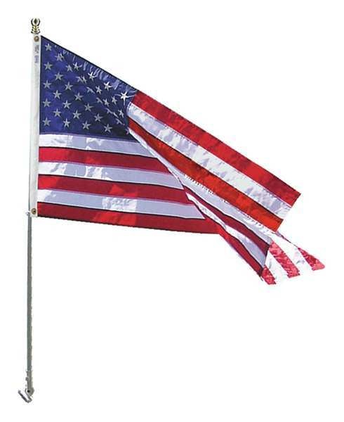 Spinning Flagpole w/3 ft x 5 ft Nyl-Glo US Flag Incl White Adjustable Bracket