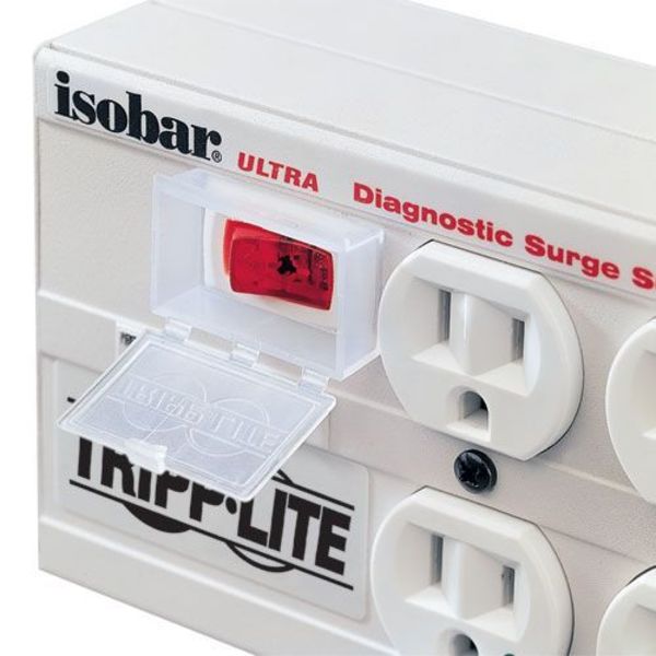 Surge Protector Strip, 6 Outlet, Gray