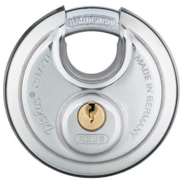 Padlocks, Keyed Alike, Partially Hidden Shackle, Disc Stainless steel Body, Steel Shackle, 3/4 in W
