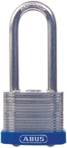 Keyed Padlock, Open, Square Recycled Steel Body, Hardened Steel Shackle, 13/16 in W