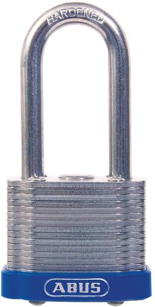 Keyed Padlock, Open, Square Recycled Steel Body, Hardened Steel Shackle, 15/16 in W