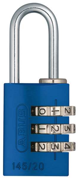 Combination Padlock, Side, Blue/Silver
