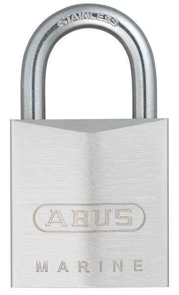 Padlock, Keyed Alike, Standard Shackle, Rectangular Brass Body, Stainless Steel Shackle, 5/8 in W