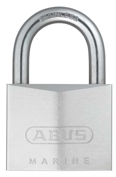 Padlock, Keyed Different, Long Shackle, Rectangular Brass Body, Stainless Steel Shackle, 1 3/32 in W