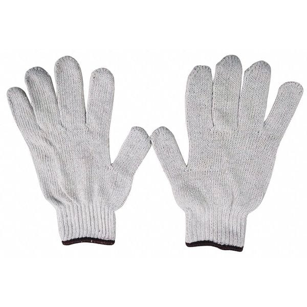 String Knit Gloves, Heavyweight, Polyester/Cotton, White, Large