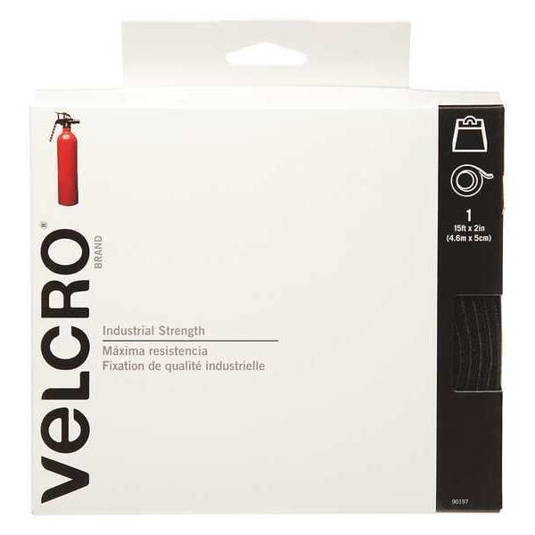 Reclosable Fastener, Rubber Adhesive, 15 ft, 2 in Wd, Black