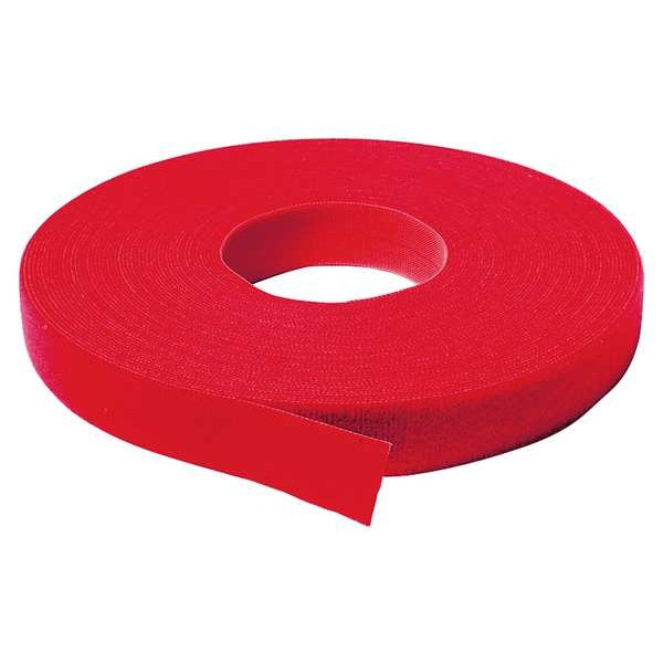 Reclosable Fastener, No Adhesive, 75 ft, 3/4 in Wd, Red