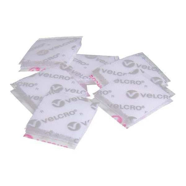 Reclosable Fastener Shape, Square, Acrylic Adhesive, 2 in, 2 in Wd, White, 50 PK