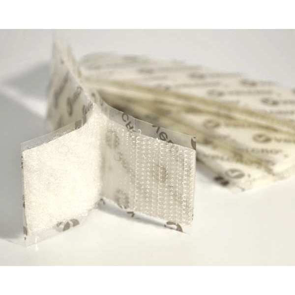 Reclosable Fastener Shapes, Acrylic Adhesive, 4 in, 1 in Wd, White, 50 PK