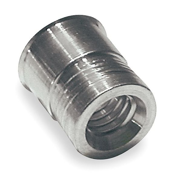 Nut Insert, #6-32 Thrd Sz, 23/64 in L, Aluminum, Plain, 100 PK
