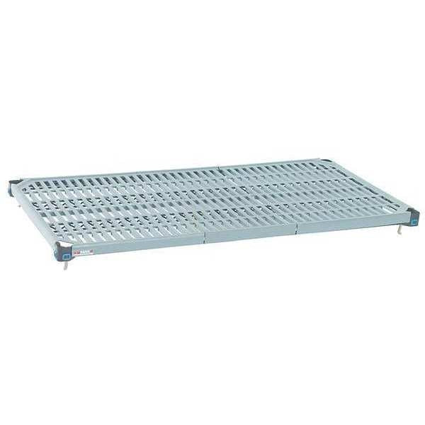 Plastic Shelf, Ventilated Style, 18 in D, 60 in W, 1 13/16 in H, Taupe/Blue