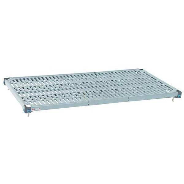 Plastic Shelf, Ventilated Style, 18 in D, 36 in W, 1 13/16 in H, Taupe/Blue
