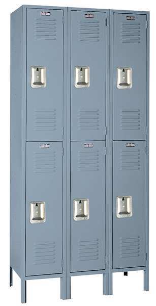Wardrobe Locker, 36 in W, 12 in D, 78 in H, (2) Tier, (3) Wide, Dove Gray