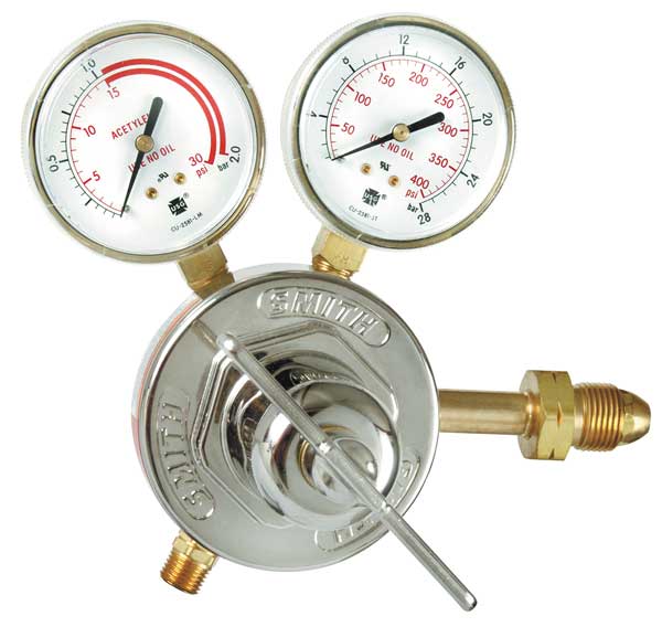 Gas Regulator, Single Stage, CGA-510, 15 psi, Use With: Acetylene
