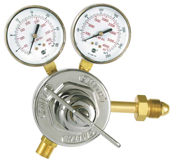 Gas Regulator, Single Stage, CGA-580, 275 psi, Use With: Nitrogen