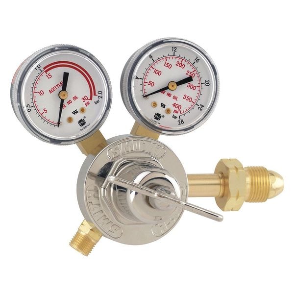 Gas Regulator, Single Stage, CGA-510, 15 psi, Use With: Acetylene