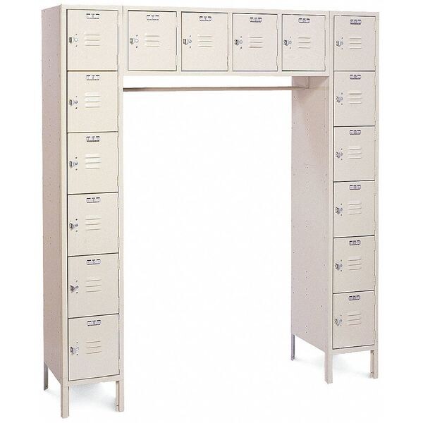 Wall Mount Box Locker, 45 in W, 18 in D, 13 3/4 in H, (1) Tier, (4) Wide, Putty