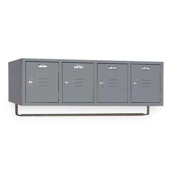 Wall Mount Box Locker, 45 in W, 18 in D, 13 3/4 in H, (1) Tier, (4) Wide, Dove Gray