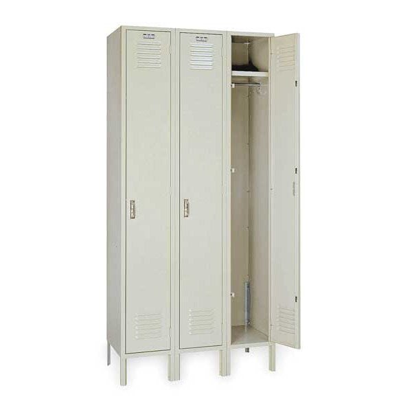 Wardrobe Locker, 36 in W, 12 in D, 66 in H, (1) Tier, (3) Wide, Putty
