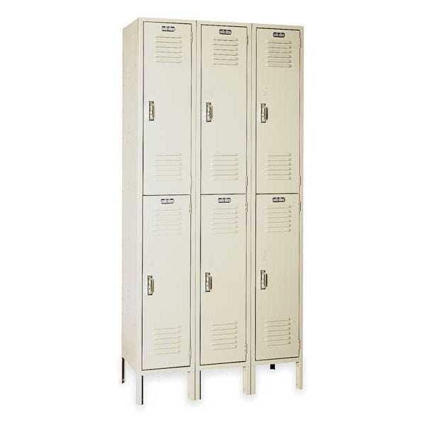 Wardrobe Locker, 36 in W, 12 in D, 66 in H, (2) Tier, (3) Wide, Putty
