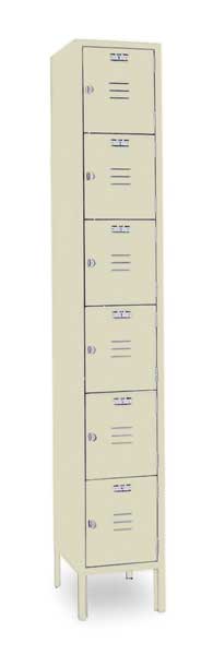 Box Locker, 12 in W, 12 in D, 78 in H, (1) Wide, (6) Openings, Putty