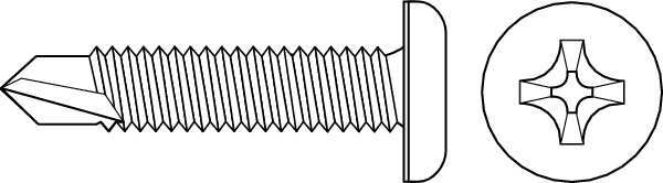 Self-Drilling Screw, #6 x 3/4 in, Zinc Plated Steel Pan Head Phillips Drive, 341 PK