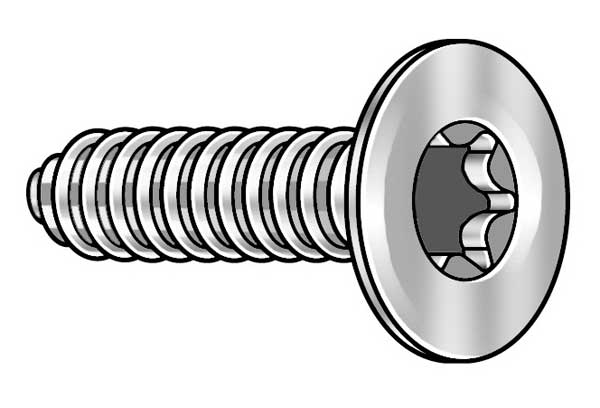 Sheet Metal Screw, #10 x 1-1/2 in, Zinc Plated Steel Flat Head Torx Drive, 50 PK