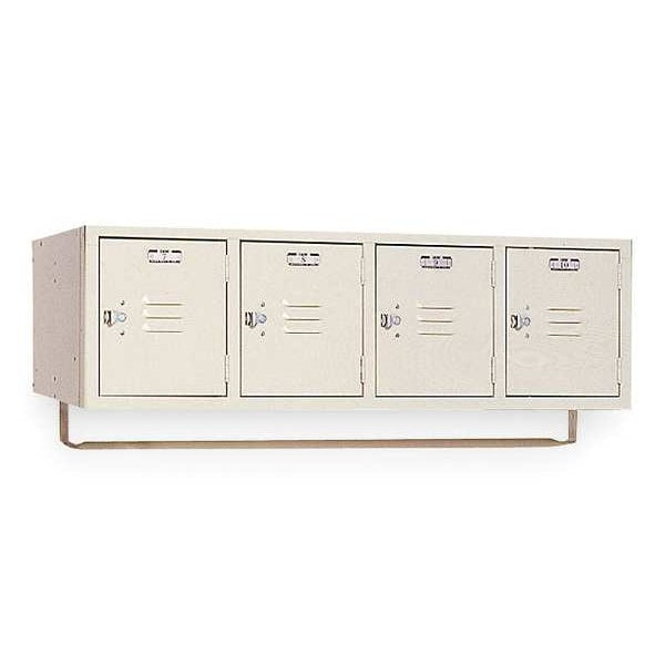 Wall Mount Box Locker, 45 in W, 18 in D, 13 3/4 in H, (1) Tier, (4) Wide, Putty