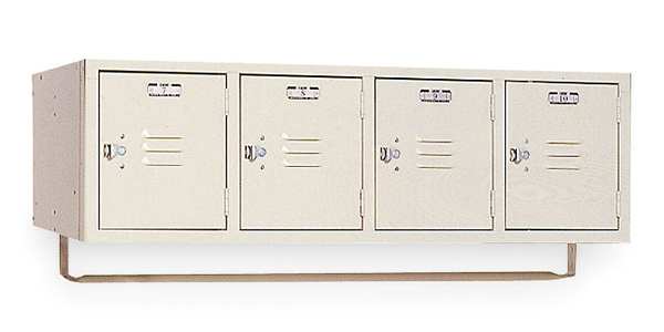 Wall Mount Box Locker, 45 in W, 18 in D, 13 3/4 in H, (1) Tier, (4) Wide, Putty