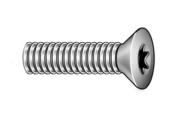 #6-32 x 1 in Torx Flat Machine Screw, Zinc Plated Steel, 100 PK
