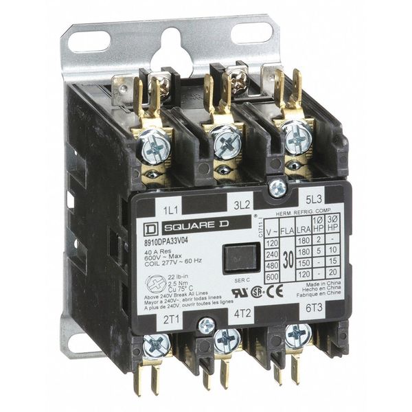 277VAC Non-Reversing Definite Purpose Contactor 3P 30A