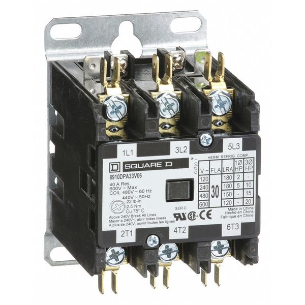 480VAC Non-Reversing Definite Purpose Contactor 3P 30A