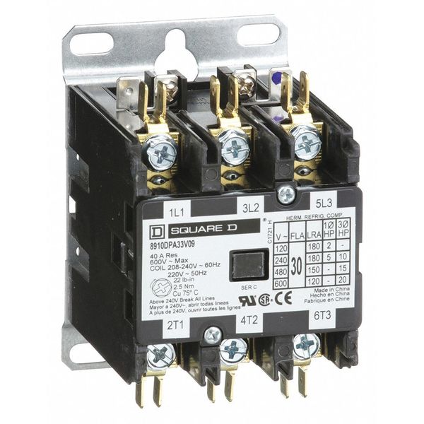 208/240VAC Non-Reversing Definite Purpose Contactor 3P 30A