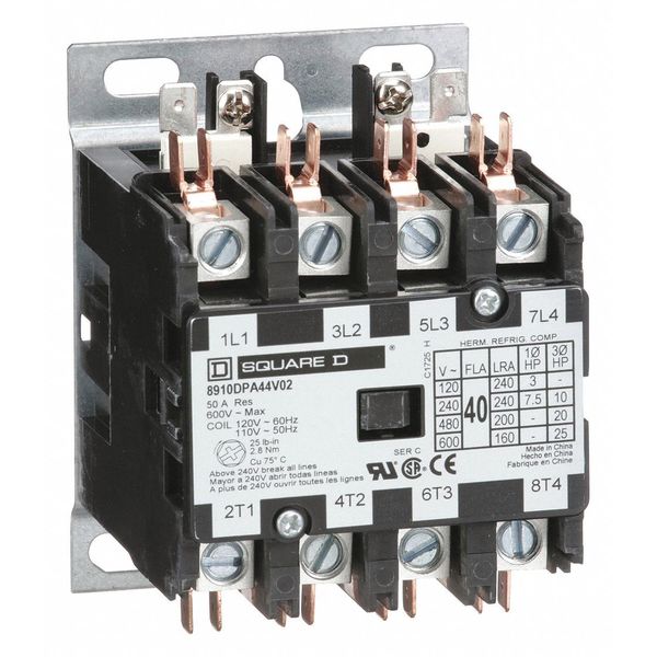 120VAC Non-Reversing Definite Purpose Contactor 4P 40A