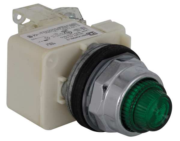 Push to Test Pilot Light, Green, LED