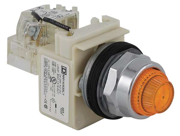 Push to Test Pilot Light, Amber, LED