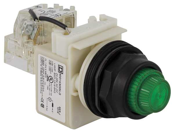 Push to Test Pilot Light, Green, LED