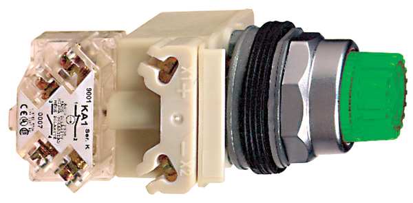 Illuminated Push Button, 30 mm, 1NO/1NC, Green